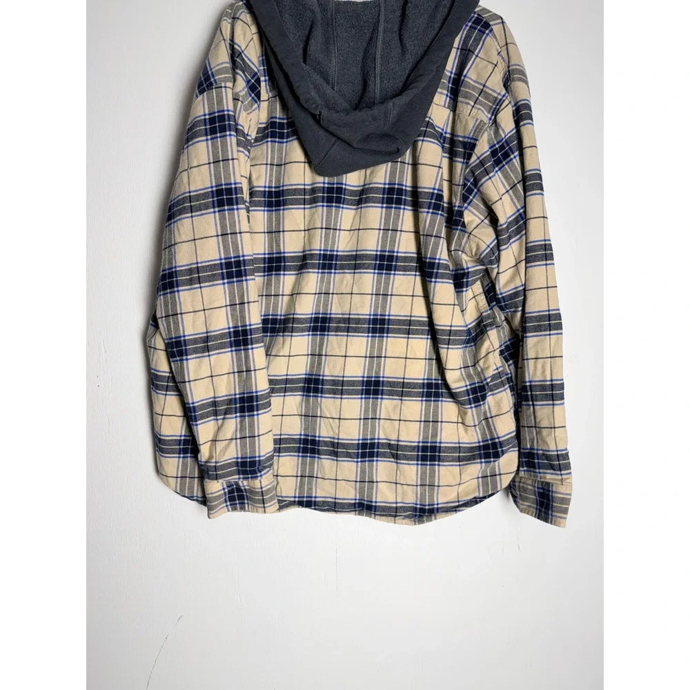 Carhartt Relaxed Fit Fleece Lined Flannel Hooded Shirt Jacket Plaid Mens XL